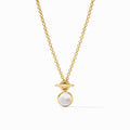 Julie Vos Gold Solara Solitaire Necklace -Iridescent Clear Crystal