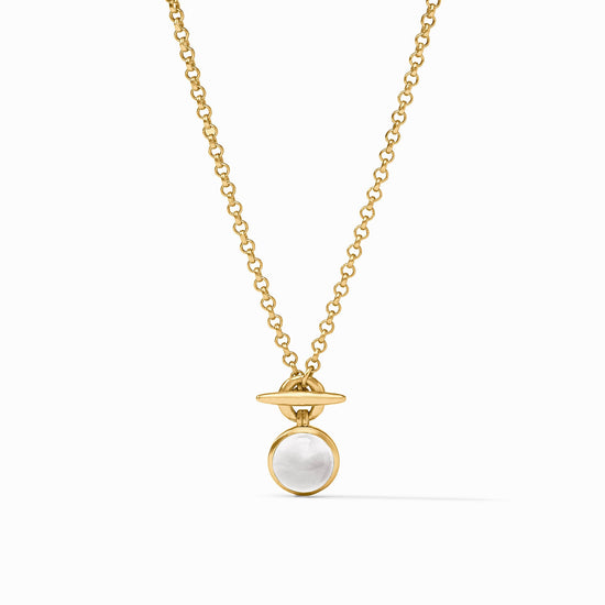 Julie Vos Gold Solara Solitaire Necklace -Iridescent Clear Crystal