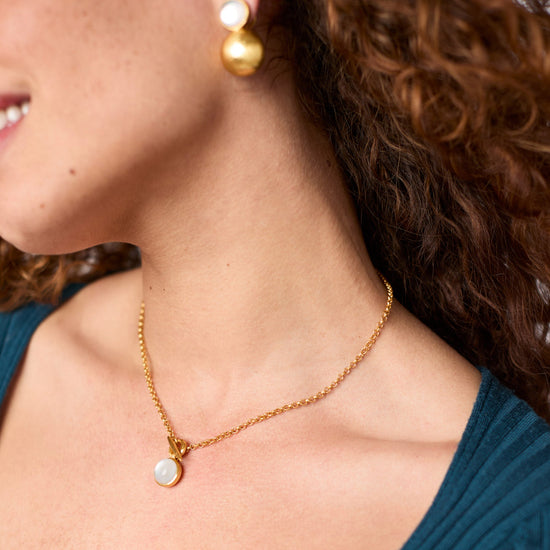 Julie Vos Gold Solara Solitaire Necklace -Iridescent Clear Crystal