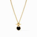 Julie Vos Gold Solara Solitaire Necklace -Obsidian Black