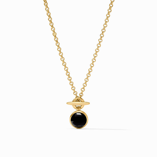 Julie Vos Gold Solara Solitaire Necklace -Obsidian Black