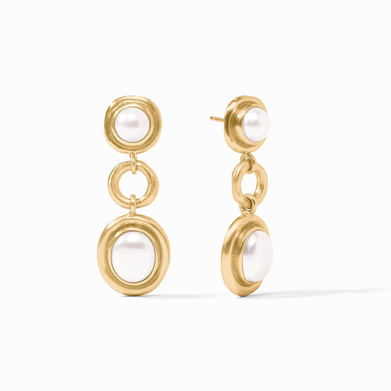 Julie Vos Gold Wave Tier Earrings -Pearl