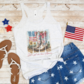 Just a Girl Who Loves America Western 4th of July Graphic Racerback Tank Top