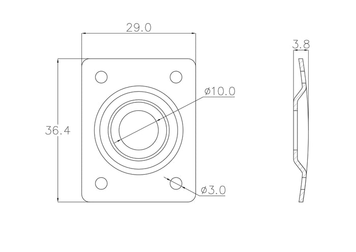 KD By AxLabs Steel Rectangular Jack Plate - Curved Plate, w/ Recessed Hole - AxLabs
