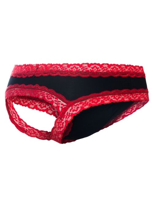 Lace Boy Jock Bikini Black & Red