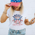 Land of the Free Coquette Bow Patriotic 4th of July Graphic T-Shirt