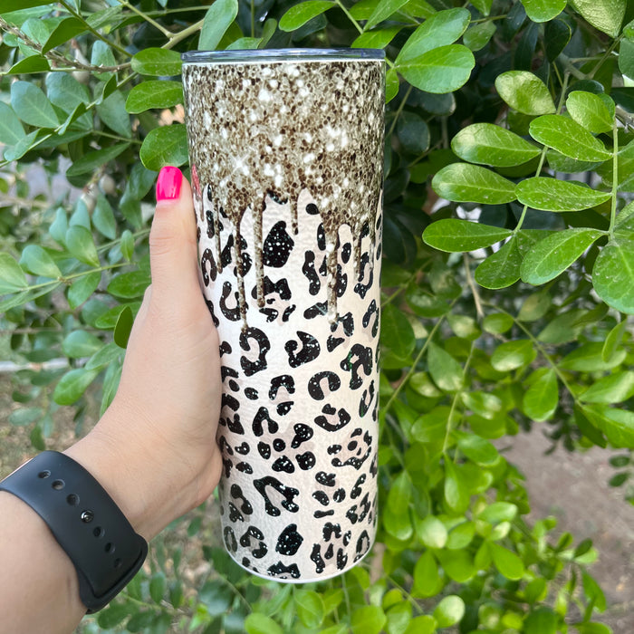 Leopard Gold Glitter 20oz Tumbler