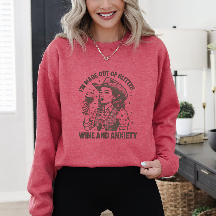 Made of Glitter, Wine, and Anxiety Crewneck Sweatshirt
