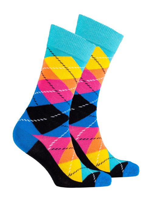 Magenta Argyle Crew Sock