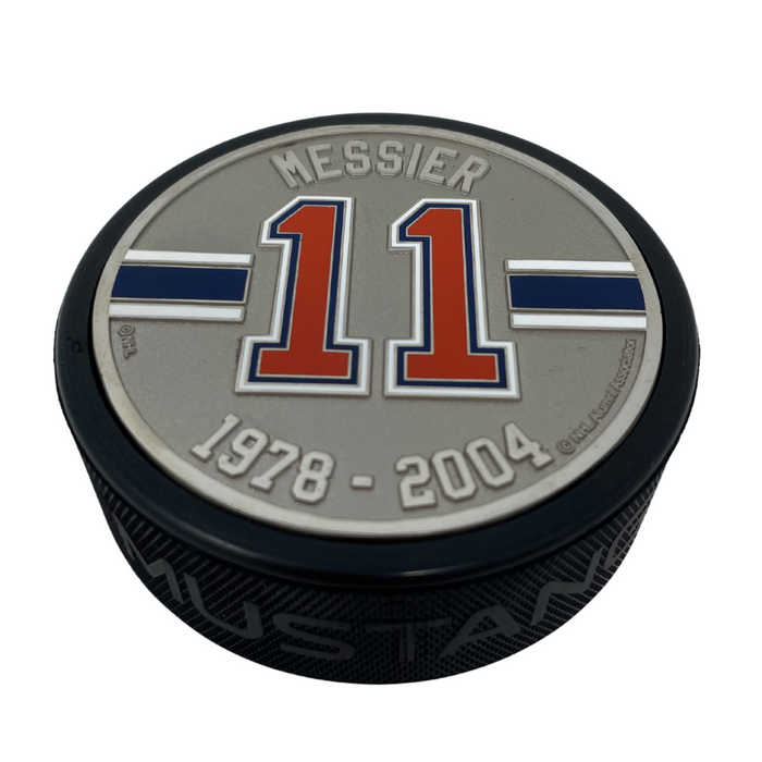 Mark Messier Puck - New York Rangers Silver Medallion