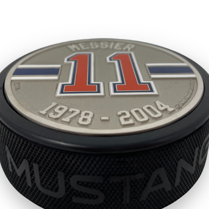 Mark Messier Puck - New York Rangers Silver Medallion