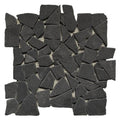 Marmol Black Tumbled Limestone Mosaic Tile 12x12 Sheet
