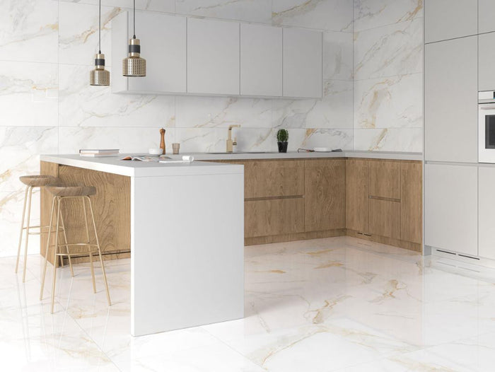 Marshall Gold 24x48 Polished Marble Look Porcelain Tile