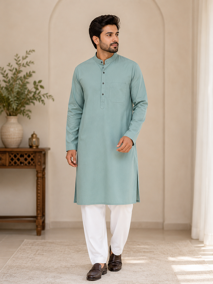 Men’s sage green kurta pajama set