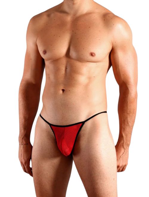 Mesh G String Thong - Red