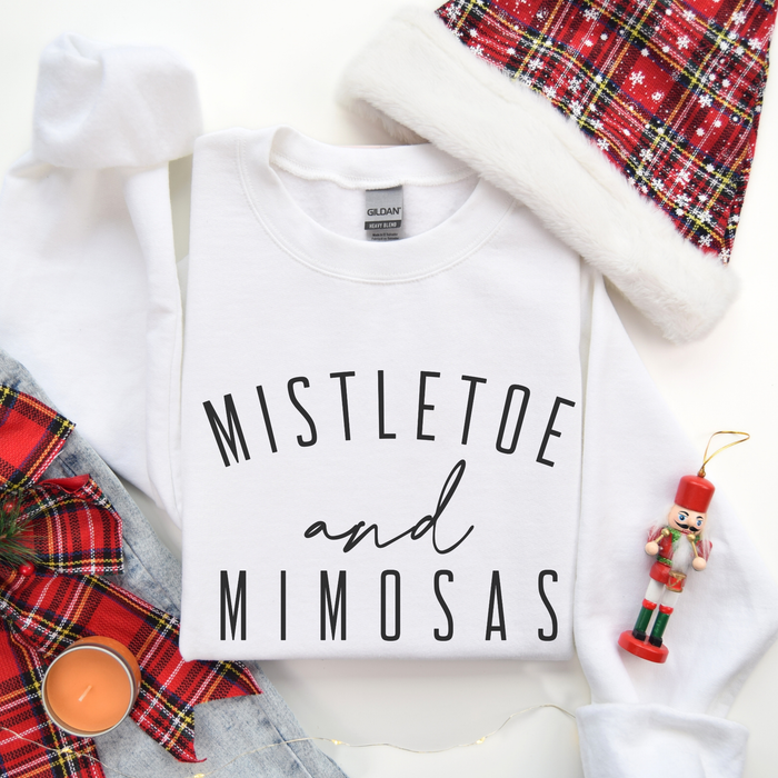 Mistletoe and Mimosas Funny Christmas Women's Graphic Sweatshirt