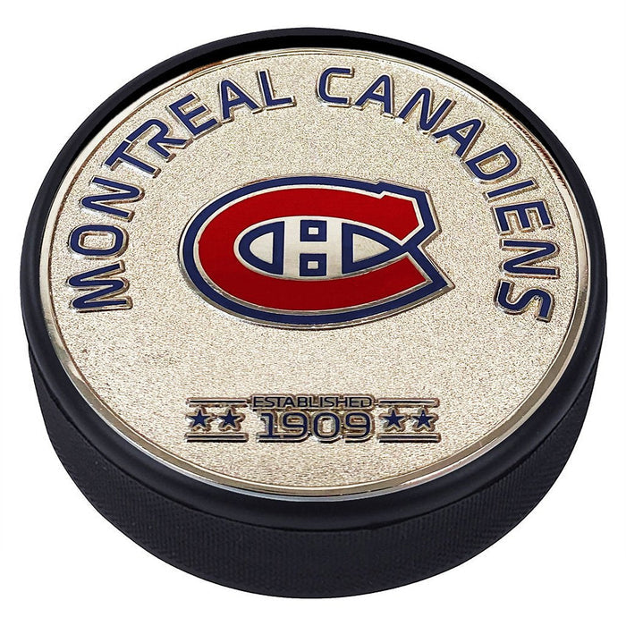 Montreal Canadiens Puck - Established Silver Medallion
