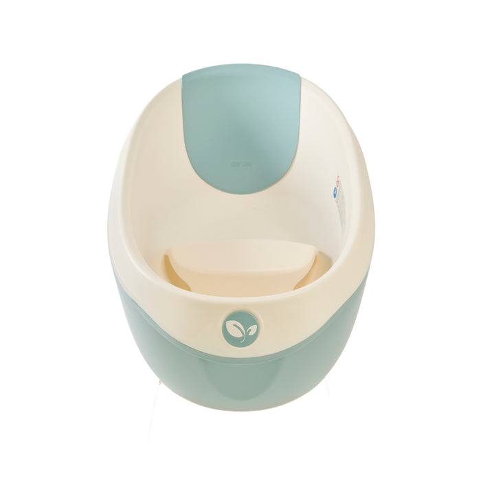 Inside view of the Nati Baby Bath in blue, against a clean white background.