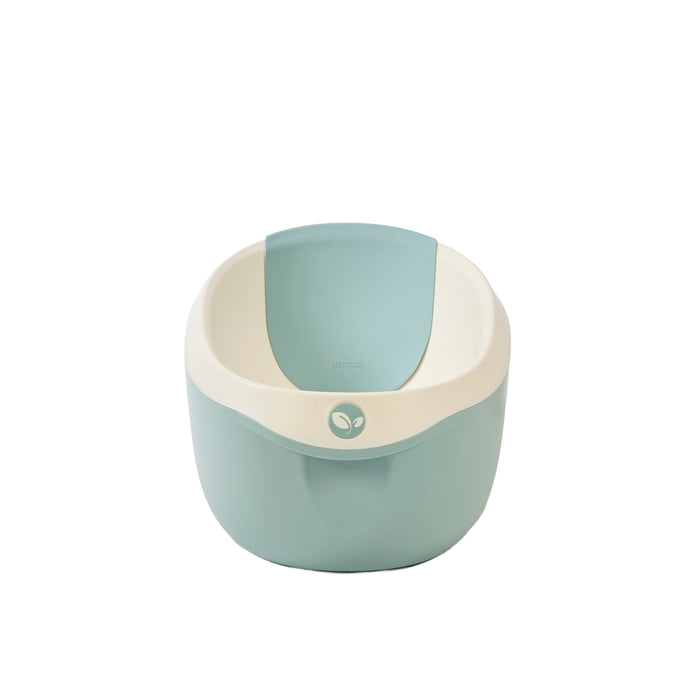 Front view of the Nati Baby Bath in blue with the non-slip silicone pad, against a clean white background.