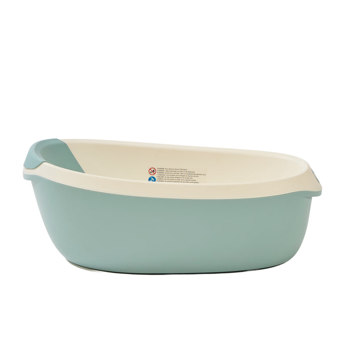 Side view of the Nati Baby Bath in blue, against a clean white background.