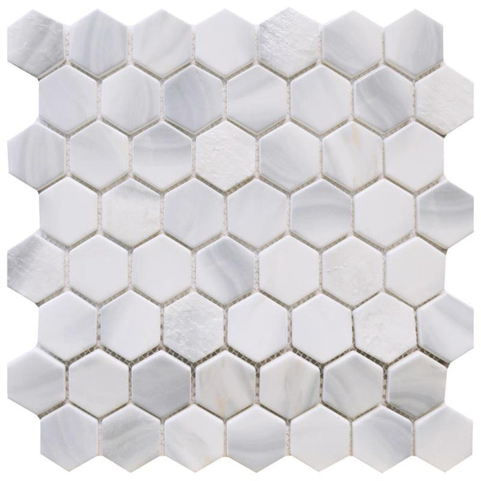 Opal Mix Hex Glass Mosaic Tile 12x12 Sheet