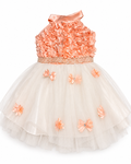 Peach and ivory floral party dress for girls