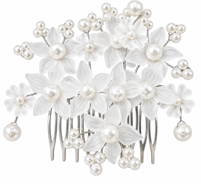 Pearl floral bridal hair comb