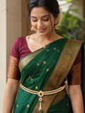 Pearl red and green stone waist belt