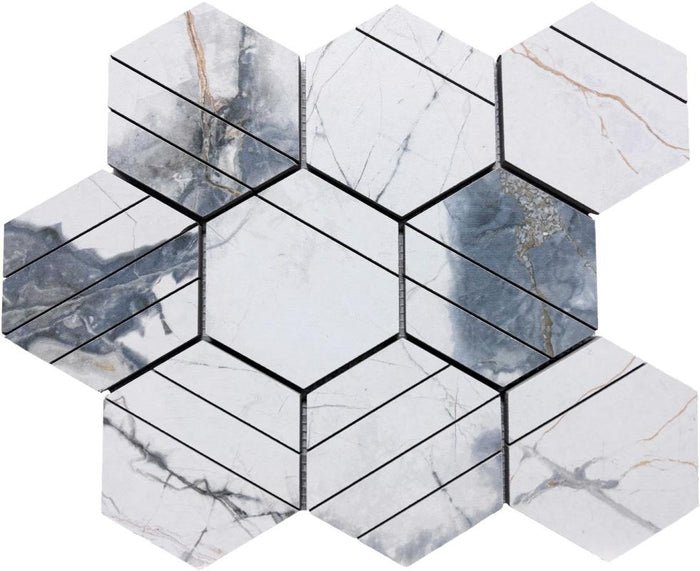 Pietra Milano Craft 4" Hex Porcelain Mosaic Tile 12x12