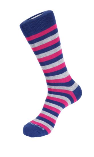 Pink & Blue Stripes Crew Sock