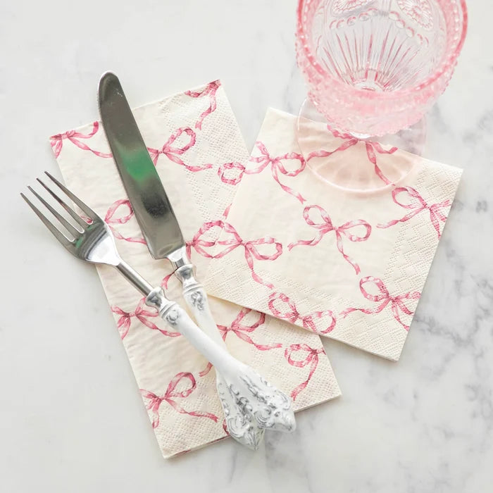 Pink Bow Lattice Guest Napkins - The Preppy Bunny
