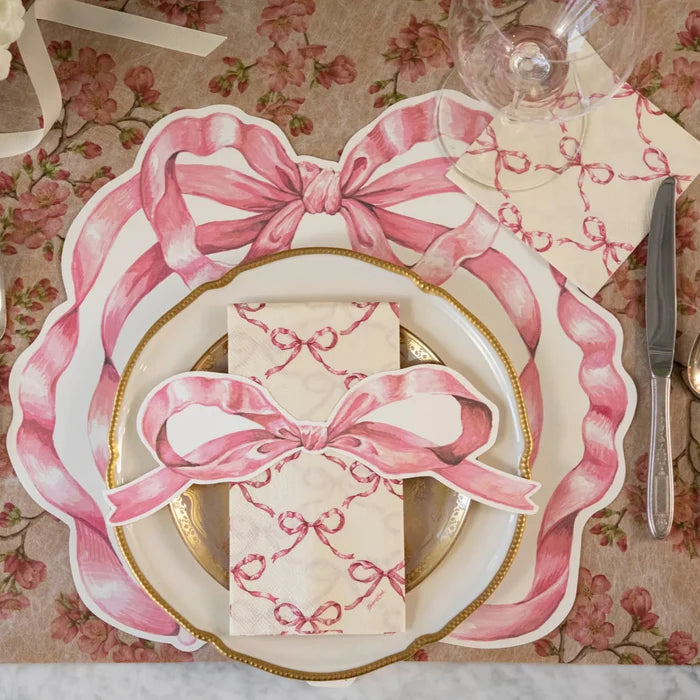 Pink Bow Lattice Guest Napkins - The Preppy Bunny