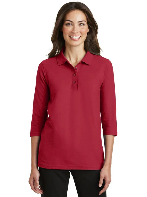 Port Authority Ladies Silk Touch 3/4-Sleeve Polo