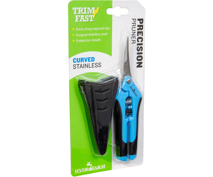 A TAS Precision Curved Blade Pruner featuring high-quality springs and surgical stainless steel tips.