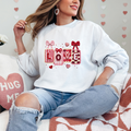 Preppy Love Faux Yarn Crochet Valentine's Day Graphic Sweatshirt