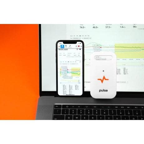 A TAS laptop with the Pulse One WiFi Connected Environmental Monitor.