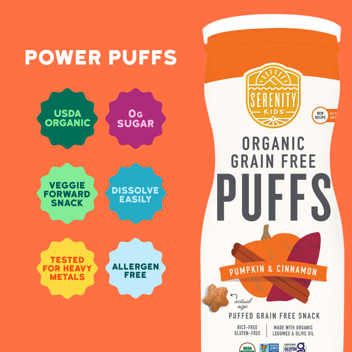 Pumpkin & Cinnamon Organic Grain Free Puffs, No Sugar