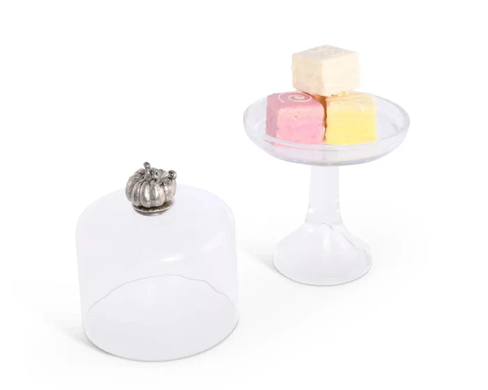 Pumpkin Handle Hand Blown Glass Cake Stand • Your Western Decor