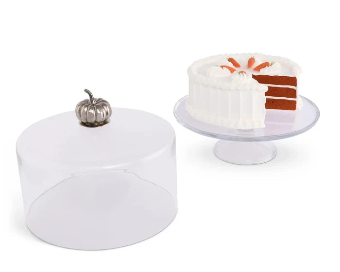 Pumpkin Handle Hand Blown Glass Cake Stand • Your Western Decor