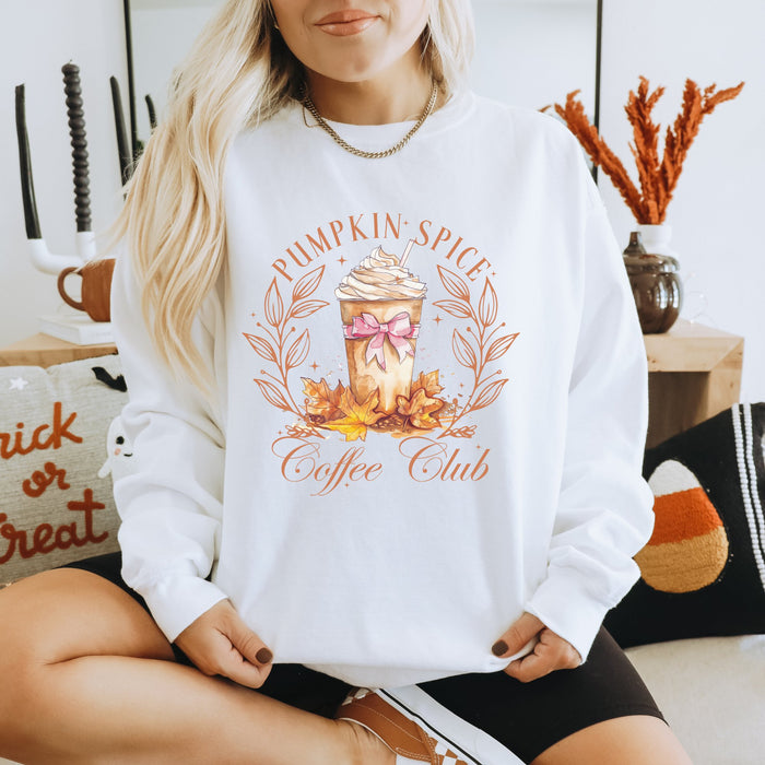 Pumpkin Spice Coffee Club Fall Graphic Crewneck Sweatshirt - Trendznmore