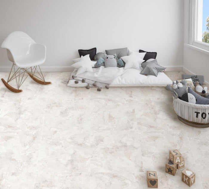 Rapolano White Polished 24x24 Travertine Look Porcelain Tile