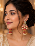 Red and gold traditional statement earrings