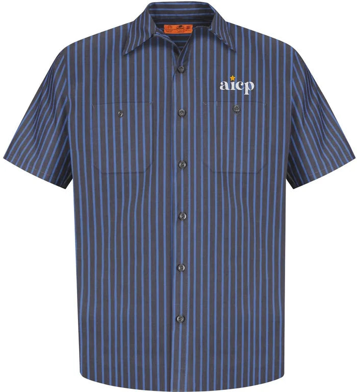 Red Kap Short Sleeve Striped Industrial Work Shirt