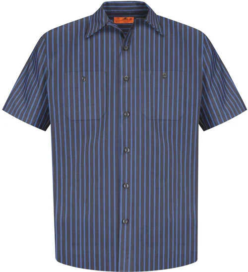 Red Kap Short Sleeve Striped Industrial Work Shirt