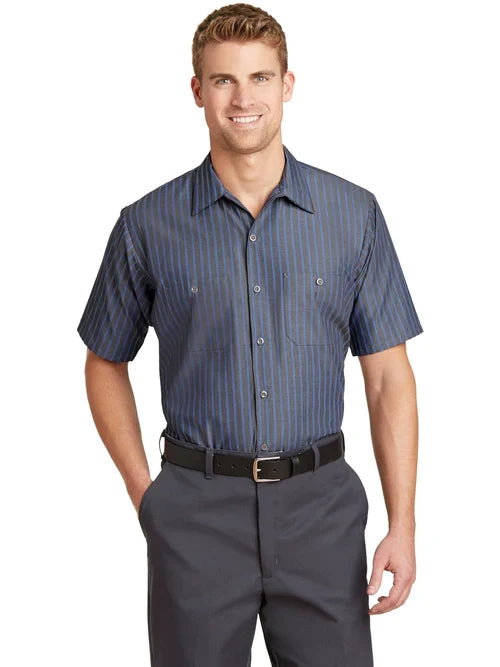 Red Kap Short Sleeve Striped Industrial Work Shirt