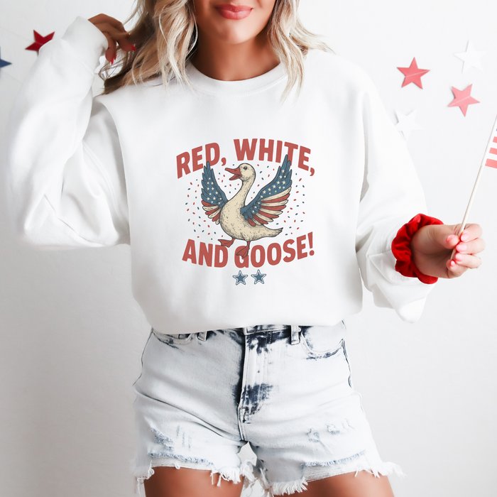 Red, White and Goose Funny 4th of July Graphic Sweatshirt