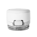 White and clear plastic container with transparent base showing interior visibility, clean bright finish on upper dome and body section