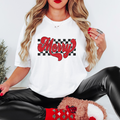 Retro Checkered Merry Christmas Women's Graphic T-Shirt