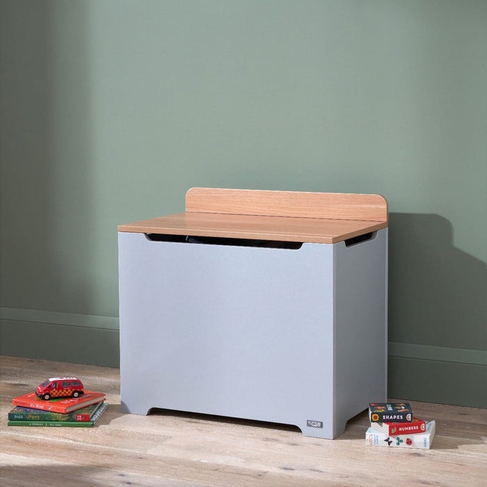 Rio Toy Box Dove Grey and Honey Oak blending modern, neutral colours with practical large-capacity storage to complement stylish home interiors