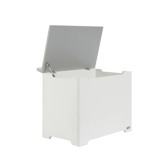 Rio Toy Box White and Dove Grey with soft-close hinge for safe and smooth lid operation